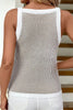Pale Khaki Contrast Trim Ribbed Knit Sweater Tank Top
