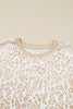 Khaki Plus Size Ruffled Arm Leopard Sweatshirt