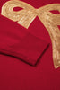 Rose Red Sequined Bow Graphic Christmas Holiday Sweater