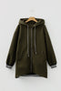 Four Leaf Clover Contrast Cuffed Drop Shoulder Zip up Tunic Hoodie