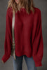 Red Dahlia Solid Color Front Seam Drop Shoulder Loose Sweater
