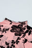 Gossamer Pink Retro Floral Print Mesh Long Sleeve Pullover Blouse