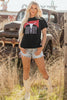 Black Western HOWDY Steer Head Print Side Slits Loose Fit T Shirt