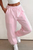 Light Pink Drawstring Waist Patchwork Solid Color Jogger Pants