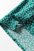 Green Boho Chic Notched V Neck Plus Floral Short Sleeve Top