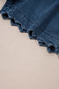 Sail Blue Scalloped Hemline Acid Wash High Waist Denim Shorts