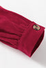 Burgundy Corduroy Ruffle Tiered Buttoned O Neck Shirt