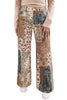 Brown Western Print Casual Shift Jeans