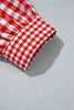 Red Plaid Long Sleeve Button Down Frill Detail Casual Shirt