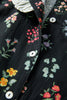 Black Contrast Frilled Trim Short Sleeve Floral Shirt
