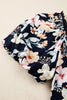 Blue Short Sleeve Smocked Detail High Waist Floral Maxi Dress