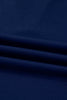 Navy Blue Contrast Striped Cuffs Polo Collar Patchwork Long Sleeve Ruffle Hem Mini Dress
