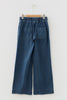 Blue Stripe Contrasted Drawstring Pocketed Loose Jeans