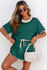 Evergreen Colorblock Edge Drop Shoulder T Shirt and Skirt 2Pcs Set