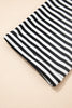Black Stripe Bowknot Cutout Back Drop Shoulder Wide Bracelet Sleeve Loose Tee