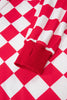 Red Checkered Print Half Zip Hoodie Loose Pant Set