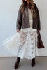 White Sheer Floral Lace Flowy Maxi Skirt