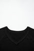 Delicacy Exposed Seam Textured Knit V Neck Pullover Top