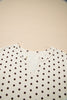 White Polka Dot Print Notched Neck Long Sleeve Top Drawstring Jogger Pants Waffle Knit Lounge Set