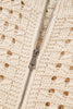 Beige Hollowed Pattern Knit Zip Up Drop Shoulder Sweater Cardigan
