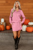 Pink Half Zip Sporty Pullover Mini Skirt 2pcs Outfit