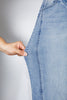 Sail Blue Raw Hem Turnup Loose Ankle-length Jeans