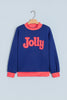 Tomato Red Polka Dot Letter Print Contrast Trim Mock Neck Sweatshirt