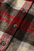 Red Brushed Plaid Buttoned Front Side Slit Tunic Shacket