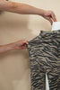Brown Leopard Print Side Split Frayed Hem Denim Midi Skirt