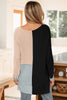 Black Color Block Knit V Neck Loose Sweater