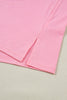 Bonbon V Neck Pleated Short Puff Sleeve Plus Size Blouse