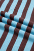 Brown Stripe Color Block Loose Crew Neck Cuffed Sweater