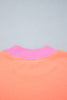 Grapefruit Orange Polka Dot Letter Graphic Colorblock Tunic Sweatshirt
