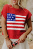 Sky Blue Flag Graphic Short Sleeve Sweater Top