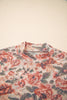 Black Retro Floral Print Mock Neck Mesh Long Sleeve Top