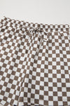 Brown Checkered Top and Short Casual 2pcs Set