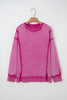 Rose Red Mineral Wash Exposed Seam Side Slit Sweatshirt