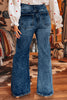 Beau Blue Acid Wash Pocket Detail Flare Jeans