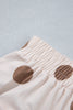 Beige Polka Dot Wide Leg Elastic Waist Casual Pants
