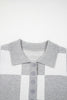 Gray Plus Size Checkered Pattern Button Polo Collar Split Sweater