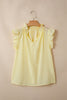 Yellow Cream V Neck Ruffle Trim Sleeveless Shift Top