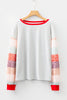 Jet Stream Contrast Leopard Color Block Sleeve Loose Pullover