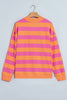 Brown Stripe Colorblock Mock Neck Relaxed Sweatshirt