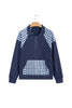 Racing Red Patchwork Plaid Pocket Quarter Zip Sweatshirt