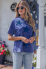Blue Independence Day Star Printed Mineral Wash T Shirt