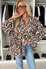 Jet Stream Oversized Leopard Print Balloon Sleeve Casual Shirt