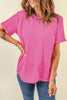 Sachet Pink Bright Casual Plain Crew Neck Tee