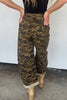 Multicolour Camouflage Print Retro Grommet Tie Waist Loose Jeans