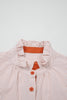 Khaki Stripe Color Block Patchwork Detail Frilled Collar Button Down Shirt