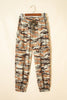 Green Camouflage Printed Drawstring Elastic Waist Jogger Pants